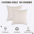 Kevin Textile Pack of 2 Outdoor Waterproof Pillow Covers Checkered Decorative Cushions Sham Throw Pillowcases Shell for Patio Tent Garden Couch Bed Sofa 22x22 Inch Light Beige