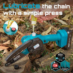 SEESII Mini Chainsaw 6 inch,Cordless Chainsaw w/ 2x2000mAh Batteries,Oiler System & Replacement Chain,Handheld Electric Chain Saw w/Safety Lock,Battery Powered Chainsaw for Wood Tree Cutting, CH600+