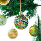 Set of 6 Hand Blown Glass Christmas Ornaments Hanging Gazing Ball Witches Ball Christmas Decor for Garden Patio Window Xmas Tree