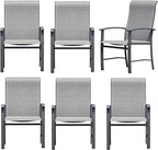 Outdoor Dining Chairs Set of 6, Stackable Patio Chairs with Metal Frame & Textilene Fabric, Perfect for Patio Garden Deck, Grey