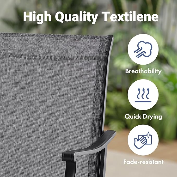 Soohow Swivel Outdoor Dining Chairs Set of 6, Patio Swivel Dining Chair with Textilene Fabric, Outdoor Metal Armchair All Weather Resistant, Ergonomic Comfort, Perfect for Patio, Backyard, Balcony