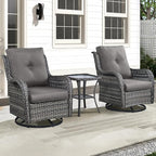 Patio Wicker Chairs Swivel Rocker,3 Pieces Patio Furniture Set with 360 Degree Wicker Swivel Rocking Chairs and Side Table for Garden,Porch,Backyard