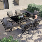 Grand patio Dining Chairs Set of 4，Outdoor Swivel Patio Dining Chairs Set of 4，Swivel Rocker Dining Chairs，Outdoor Dining Chairs with Grey Cushions, Patio Chairs for Outside, Garden Lawn Porch