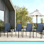 Patio Chairs Set of 4, Outdoor Dining Chairs with Breathable Textilene Fabric, Stackable Patio Chairs for Lawn, Garden, Backyard, Poolside, Blue