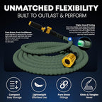 TITAN Flexible Garden Hose 10FT – Ultra Lightweight, Heavy Duty Water Hose with Brass Fittings & Jet Nozzle – Kink-Free, Non-Expanding, Durable Fabric Hose for Yard, Lawn, Car Wash, Outdoor Use