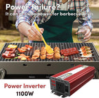 IERBJ 1100W Power Inverter, DC 12V to AC 110V, 2600W Peak Power, LED Display, Pure Sine Wave,Cooling Fan,for Vehicles,Car,RV,Truck,Ship