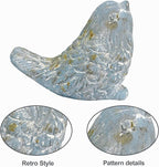 BIG FORTUNE Outdoor Bird Statues Bird Decor Figurines for Home Cement Bird Sculpture for Patio Yard Lawn Ornament, 2style/Set,Indoor Outdoor Bird Decorations Statue(Blue)