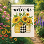 Spring Summer Welcome Garden Flag Sunflower Floral Yard Banner 12x18 Inch Double Sided Outdoor Decoration for Porch Lawn Patio Entryway Rustic Country Farmhouse Seasonal Home