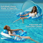 Jasonwell Pool Float with Canopy - Inflatable Pool Floaties Adult Floating Pool Chair Lounge Floats for Swimming Pool Water Chair Pool Lounger with Cup Holders Pool Toy Party Floaty for Adults