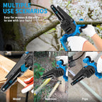 Cordless Mini Chainsaw, 8 inch & 6 inch Portable Handheld Chain Saw with 2 X 4.0Ah Battery, 4 Chains 4 Guide Plates, LED Indicate, Brushless Electric Chainsaw Using for Tree Trimming, Garden Pruning