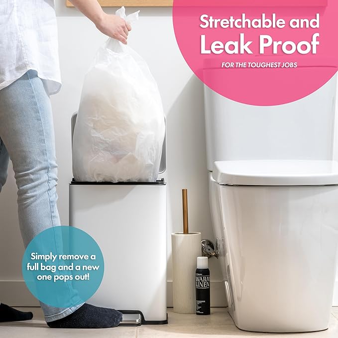 Trash Bags - Small Garbage Bags, Clear Trash Can Liners for Bathroom Bins, Bedroom, Office & Kitchen Waste, Multi-Purpose Household Wastebasket Cleaning Supplies - 4 Gallon, Pack of 1