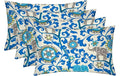 RSH DECOR: Lumbar Throw Pillows Set of 4 | 20” x 12" | All-Weather Spun Fabric | Water and Fade-Resistant | Outdoor Support Pillows for Patio Furniture | Blue Elephant Bohemian