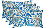 RSH DECOR: Lumbar Throw Pillows Set of 4 | 20” x 12" | All-Weather Spun Fabric | Water and Fade-Resistant | Outdoor Support Pillows for Patio Furniture | Blue Elephant Bohemian