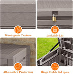 LHBcraft 100 Gallon Outdoor Storage Box Waterproof, Lockable Patio Storage Boxes Outdoor Waterproof for Furniture, Resin Deck Box Doubles as 2-Person Bench Seat, Gardening Tools, Grey