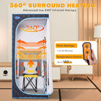 Portable Infrared Sauna for Home Full Size Personal Sauna Tent for Indoor Spa Lightweight Sauna Box with Foldable Sauna Chair, Heated Foot Pad, Remote Control 29.1"x29.1"x66.5" (Black)