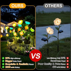 Solar Flowers Lights - Upgraded Outdoor Yellow Rose Flowers Lights, 7-Color Changing & Waterproof Outdoor Solar Lights for Garden, Patio, Backyard,Party and Office (Yellow Rose, 4)
