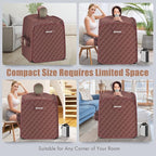 Giantex Portable Folding Sauna, 1 or 2 Person Steam Spa with Remote Control, Folding Chair, Foot Massage Roller, Absorbent Mat, 9 Temperature Levels, 3L Steamer, 800W Home Full Body Spa Tent (Brown)