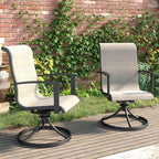 Grand Patio Outdoor Swivel Dining Chairs Set of 2, 360 Degree Mesh Sling Rocker Sets for Deck, Garden Backyard, Mixed Coffee