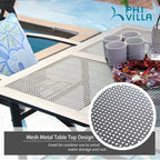 PHI VILLA Patio Dining Set 5 Pcs 1 Metal Square Garden Umbrella Table 37" and 4 Armrest Chairs Support 300 lbs for Ourdoor Backyard Bistro Furniture Set