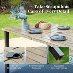 7 Piece Patio Dining Sets for 6, Outdoor Table and Chairs with Cushioned Wicker Swivel & Leg Patio Dining Chairs & Wood-Like Dining Table, Outdoor Dining Sets for Lawn Garden Backyard