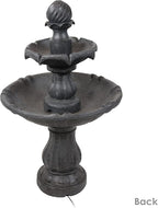 Sunnydaze 35" Solar 2-Tier Outdoor Water Fountain - Outdoor Water Fountain with Battery Backup and Pump - Black