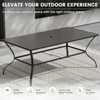 UDPATIO Patio Dining Set of 7, Outdoor Table and Chairs Set with Square Metal Table, 6 Stackable Patio Chairs with High Back, Outdoor Furniture for Deck Garden Backyard Lawn Poolside (Light Grey)