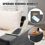 8 Pieces Patio Furniture Set All-Weather Outdoor Wicker Sectional Conversation Sofa Rattan Patio Seating Sofa with Cushion and Glass Table for Porch Poolside,Beige