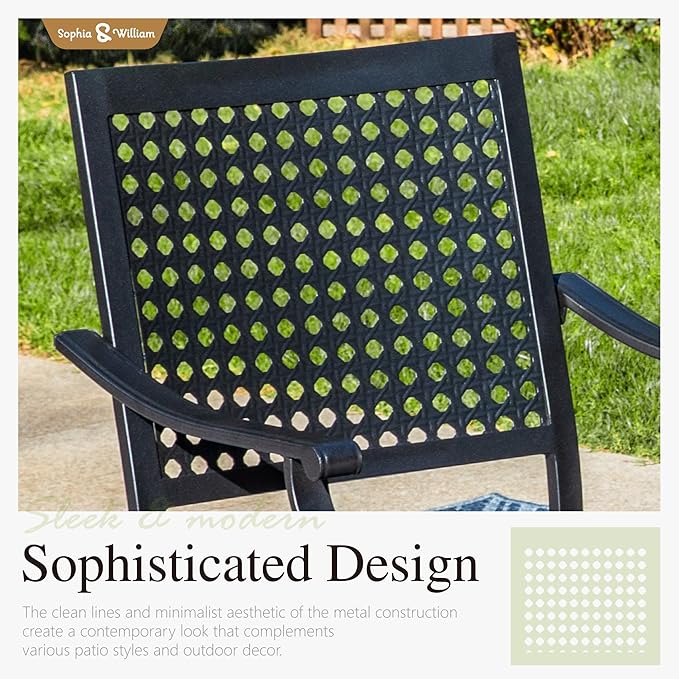 Sophia & William Round Patio Table and Chairs Set, Outdoor Dining Set for 4, 5 Piece Metal Patio Furniture, 42" Black Table(Beehive)