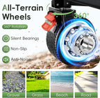 46" L Collapsible Foldable Extended Wagon, 500LB Weight Capacity with 280L Heavy Duty Folding Cart,Utility Wagon with All-Terrain Beach Wheel & Drink Holders,Gray