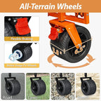 TAIFA Foldable Collapsible Wagons Cart with Extra Long Tailgate, Portable Beach Utility Wagon with Big Wheels and Brakes for Sand Shopping Camping Sports Outdoor, Black and Orange