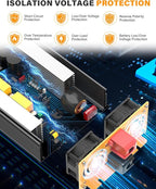 3000W Pure Sine Wave Inverter 12V DC to 110V 120V AC Converter for RV Truck Home Off-Grid Solar Power Inverter with Type-C PD30W/USB Port QC3.0 Quick Charging, 4 AC Outlets, Remote Control