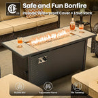 ovios 7 Pieces Patio Furniture Set, Outdoor Wicker Sofa Couch with Swivel Chairs 54" Fire Pit Table, High Back All Weather Modern Conversation Sets, Brown Rattan, Beige