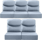 Luxury 22x24/22x25 6-Inch Smile Outdoor Cushions for Patio 5 Piece Set - Set of 5 Zippered Outside Pillows for Wicker Dining Rocking Swivel Chairs Loveseat Couch Sectional Sofa - Baby Blue