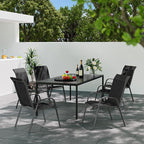 Patio Dining Chairs Set of 4, Stackable Dining Chairs High Back, Breathable Seat Fabric and Alloy Steel Frame Fit Backyard, Porch, Lawn，Poolside (Dark Grey)