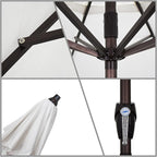 California Umbrella 9' Rd Sunbrella Aluminum Patio Umbrella, Crank Lift, Auto Tilt, Bronze Pole, Natural