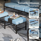 Patio Furniture Set 5 pcs, Outdoor Patio Furniture, 3-Seat Sofa, 2 Rocking Chairs, 2 Ottomans and 5.75" Extra Thick Cushion, Patio Conversation Set for Garden Backyard Deck,Blue