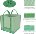 Reusable Yard Waste Bags/Lawn Bags/Leaf Bags, Collapsible Garden Bag, Pop Up Garden Bag, Heavy Duty Woven Polypropylene Bag, Double Bottom Design Reinforced carry handles(1-Pack 32Gallons)
