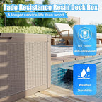 100 Gallon Waterproof Large Resin Deck Box, Lockable Storage Container for Patio Cushions, Garden Tools, Indoor & Outdoor (Brown)