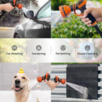 Giraffe Tools Garden Hose 50FT Lightweight Lay Flat Water Hose Kink Free Flexible Hose with 9 Spray Function Nozzle, Black