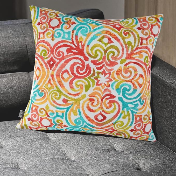 FUNHOME Outdoor Indoor Throw Pillows 18”x18”, Set of 2 Decorative Throw Pillows with Inserts, All Weather Water-Repellent Square Pillows for Bed, Couch, Sofa and Patio Furniture -Corinthian Dapple