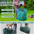 2 Pack 132 Gallon Reusable Yard Waste Bags (Green + Black), Durable Lawn and Leaf Bags with Reinforced Handles, Jumbo Collapsible Garden Bags for Yard Cleanup, Landscaping & Storage