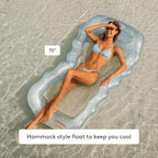 FUNBOY Clear Inflatable Mesh Pool Lounger Mesh Water Hammock with Built-in Pillow 70" Pool Hammock Float for Adults Swimming Pool Accessories & Tanning Pool Lounger Float for Pool Party & Summer