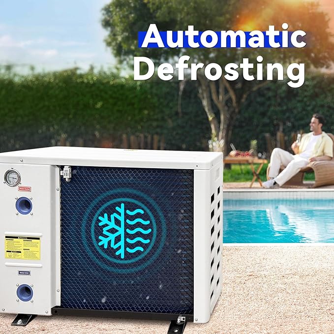 Aquastrong Inverter Swimming Pool Heat Pump, 55,000 BTU 16,000 Gallons Electric Pool Heater for Above Ground and Inground Pool, WiFi Capable Timer, Heating and Cooling Pool Heater 220V