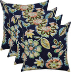 RSH DECOR: Square Throw Pillows Set of 4 | 20” x 20” | All-Weather Spun Fabric | Water and Fade-Resistant | Outdoor Accent Pillows for Patio Furniture | Daelyn Navy