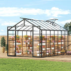 VEVOR Polycarbonate Greenhouse, 8 x 14 Ft, Outdoor Greenhouse with 2 Vent Windows, Pavilion Styled Greenhouse with Hinged Door, Aluminum Large Walk-in Greenhouse Kit for Outside Garden Backyard