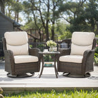 HUMMUH High Back Outdoor Swivel Rocker Patio Chairs Set of 2, with 5-Inch Thick Cushions and Side Table, Ideal for Porch,Poolside, Deck, and Yard