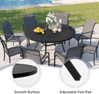 VICLLAX 50" Outdoor Round Patio Dining Table for 4-6, All Weather Metal Dining Table with Umbrella Hole for Deck Lawn Garden Backyard, Black