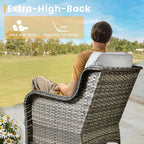 HOOOWOOO Patio Furniture Set,6 Piece Outdoor Furniture Set with Swivel Chairs,Wicker Patio Conversation Couch Chairs Ottoman Set,Light Gray