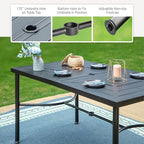 PHI VILLA Outdoor Dining Set for 6, All-Weather Patio Table and Chairs Set for 6, Heavy Duty Rectangle Patio Table Set for Deck, 6 Extra Large Outdoor Stationary Dining Chairs with Thick Cushions