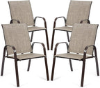 Tangkula 4 Piece Patio Dining Chairs, Outdoor Bistro Chairs W/Curved Armrests, Easy-to-Dry Fabric, Reinforced Steel Frame, Wide & Comfortable Camping Chairs for Garden, Poolside, Backyard (2, Grey)